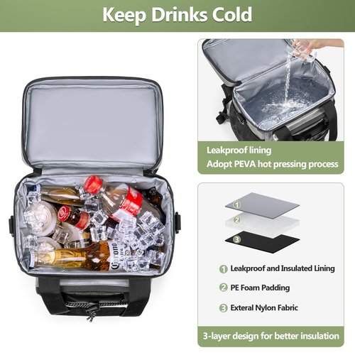 PGmoon Insulated Golf Cart Cooler, 12-Can Leakproof Soft Cooler Bag Suitable for Golf Push Cart