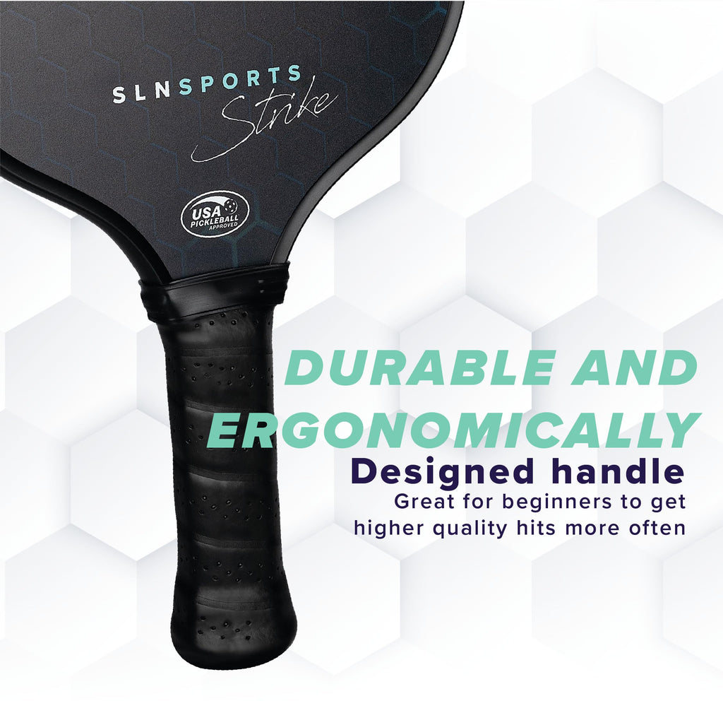 SLNSports Pickleball Paddles Set of 2 | Carbon Fiber/Fiberglass Pickleball Rackets Set | Carrying Case, 4 Balls | Pickleball Raquets for Kids and Adults | Beginners & Professionals (Carbon Fiber)