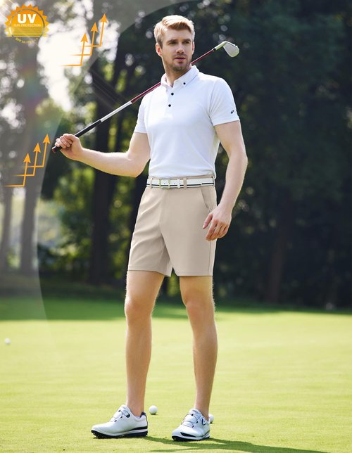 PULI Mens Golf Shorts 7 Inch Inseam Business Dress Casual Stretch Work Hiking Quick Dry