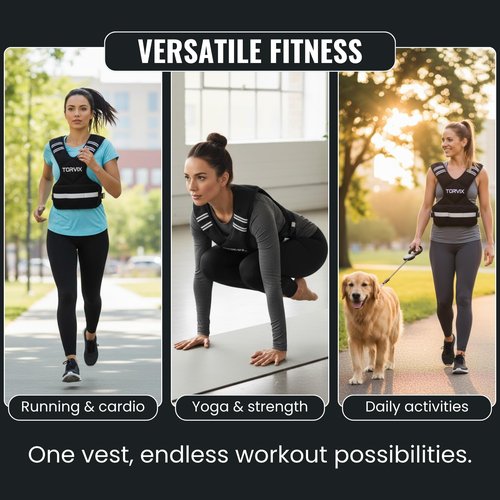 Torvix - Weighted Vest Adjustable 6-15 lbs for Men Women - Running Walking Training Vest with Reflective Strips & Pocket - Weight Vest for Workout Exercise Fitness Gym