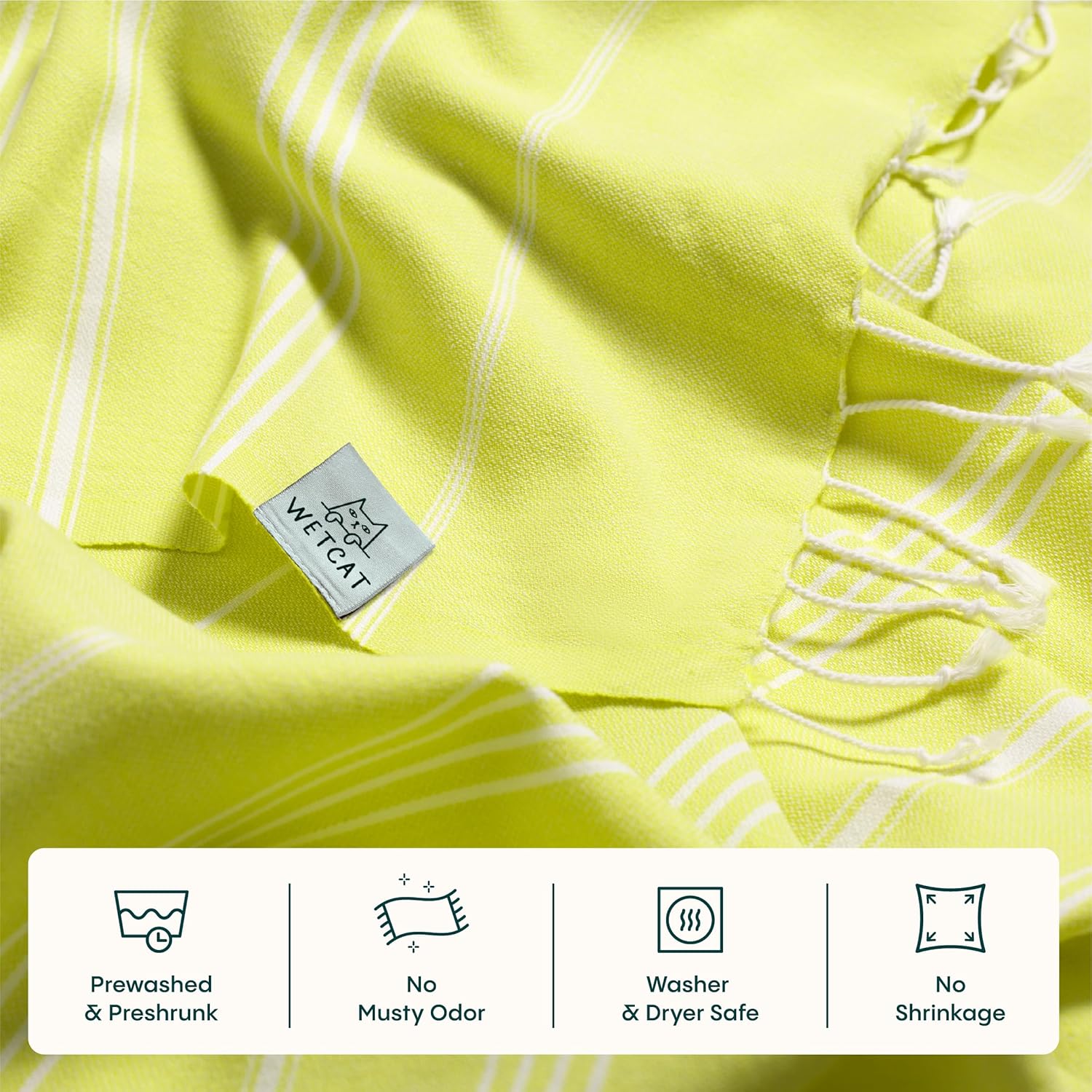 WETCAT Oversized Turkish Beach Towel - 100% Cotton, Sand-Free, Quick-Drying, Citrus (38"x71")