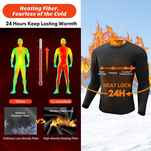 2 Pack Men's Thermal Shirts Fleece Lined Long Sleeve Tops Base Layer Compression Long Johns Undershirt Running Gear for Winter Cold Weather,X-Large,Heavyweight 2 PCS-Black/Black