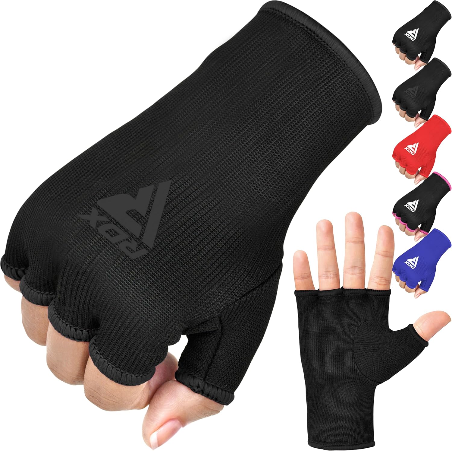 RDX Boxing Hand Wraps - Half Finger Elasticated Inner Gloves for Men & Women | Fist Protection for MMA & Kickboxing