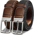 KEMISANT Reversible Braided Belt - Elastic Stretch Design for Men | 1 3/8" Golf Casual Style