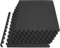 ProsourceFit Extra Thick Exercise Puzzle Mat - ¾-Inch EVA Foam Interlocking Tiles | Cushioned Flooring, Black, 24 SQ FT
