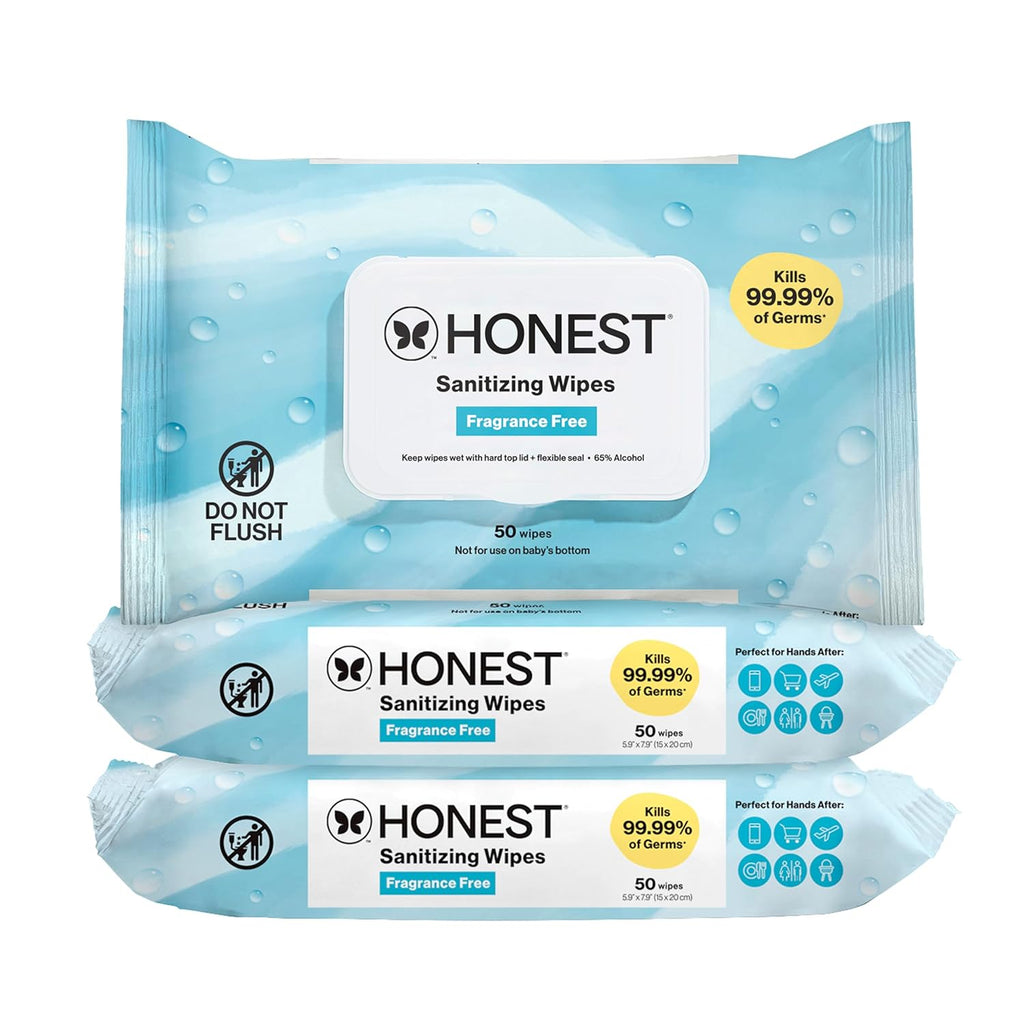 The Honest Company Fragrance-Free Alcohol Wipes - Antibacterial with Aloe, 150 Count, Kills 99% of Germs