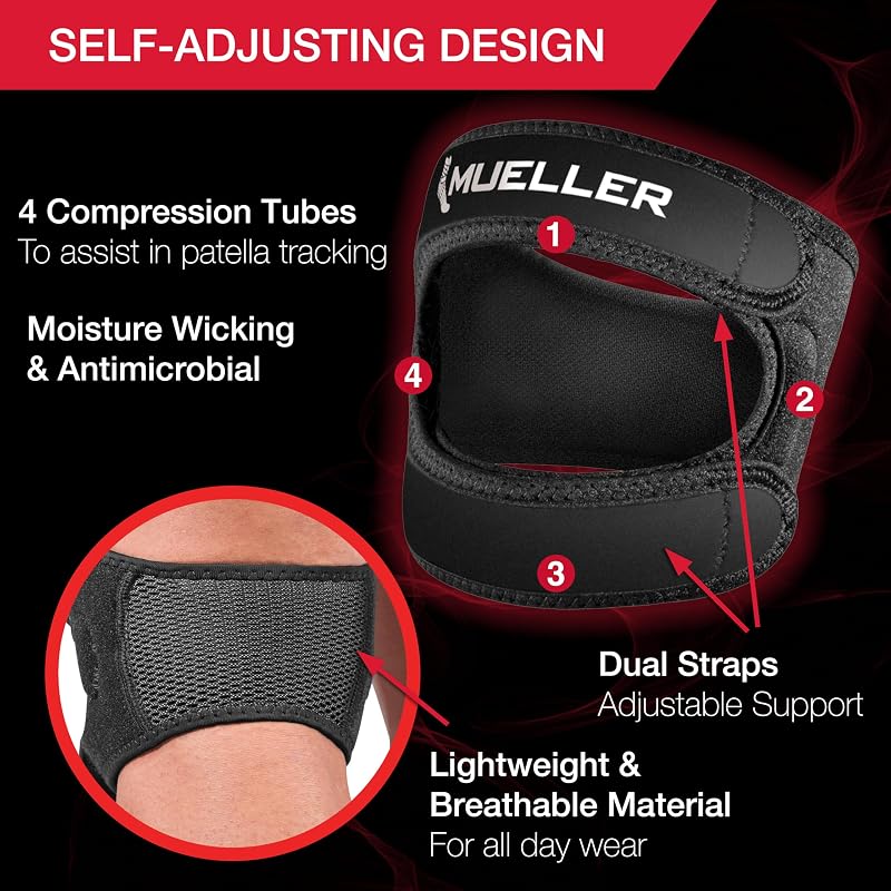 Mueller Adjustable Max Knee Strap for Patellar Tendonitis & Runner's Knee - One Size
