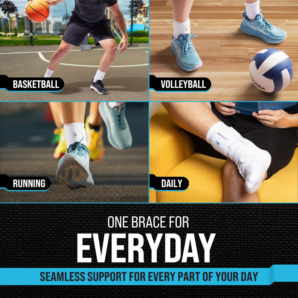 Z ATHLETICS Ankle Brace for Women & Men - Lace Up Adjustable Support with Side Stabilizers for Sprained Ankle, Achilles Tendonitis Relief | Basketball, Volleyball, Running & Sports Recovery