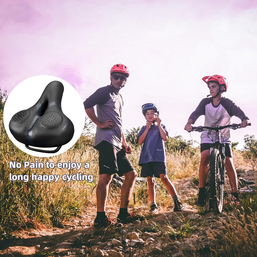 ROCKBROS Bike Seat - Comfortable Wide Gel Replacement Saddle | Breathable Waterproof Design for Cruiser & Mountain Bikes