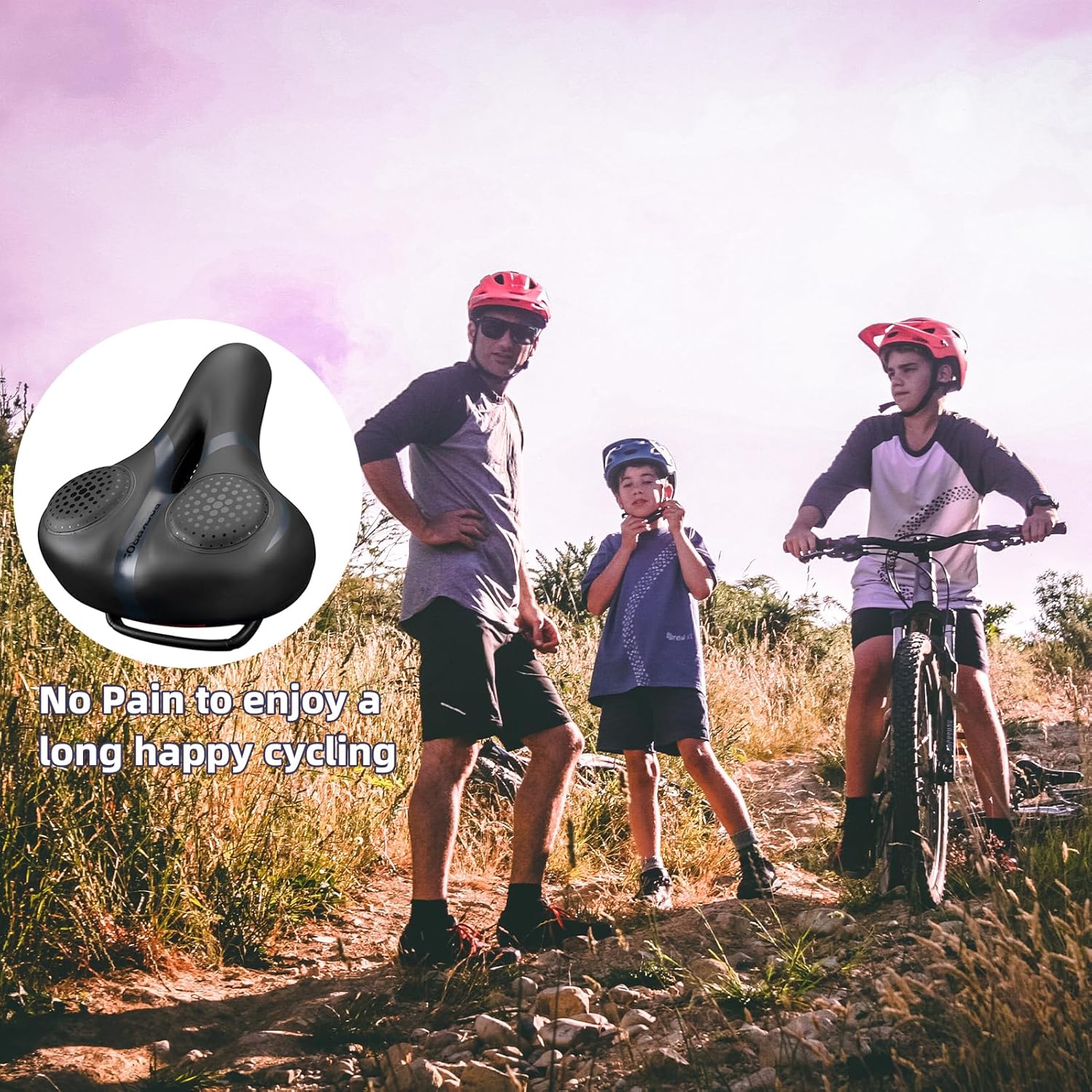 ROCKBROS Bike Seat - Comfortable Wide Gel Replacement Saddle | Breathable Waterproof Design for Cruiser & Mountain Bikes