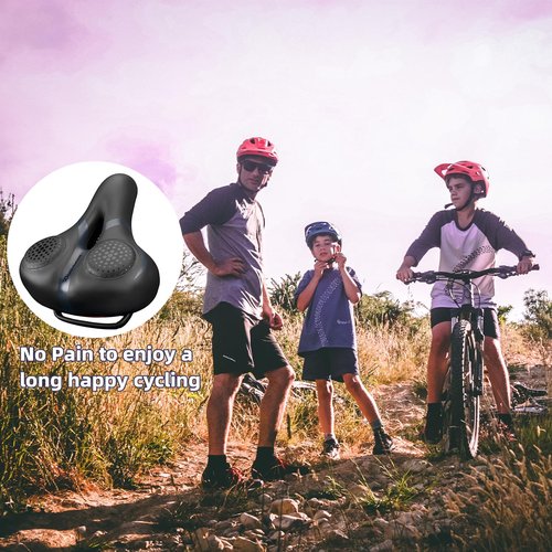 ROCKBROS Bike Seat for Men Women Comfort Wide Gel Bike Seat Replacement,Breathable Waterproof Padded Bicycle Saddle, Compatible with Cruiser/Mountain/Fat Bikes