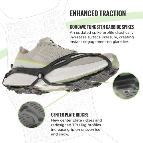 Kahtoola NANOspikes Footwear Traction for ICY Winter Road Running & Walking - Charcoal - Small