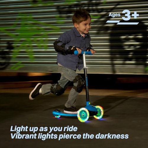 JOVA ZIFFY 3-Wheel Scooter for Kids | Multicolor LED Light-Up Wheels | Adjustable Height for Ages 3-5 | Supports Up to 110 lbs
