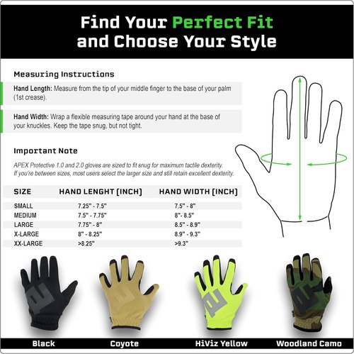 APEX 1.0 High Dexterity Gloves - Tactical Full Finger Design for Hunting & Outdoor Protection