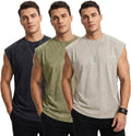 Skiennix Sleeveless Muscle Tank Tops - Vintage Washed 3 Pack Heavyweight Cotton Gym Tees
