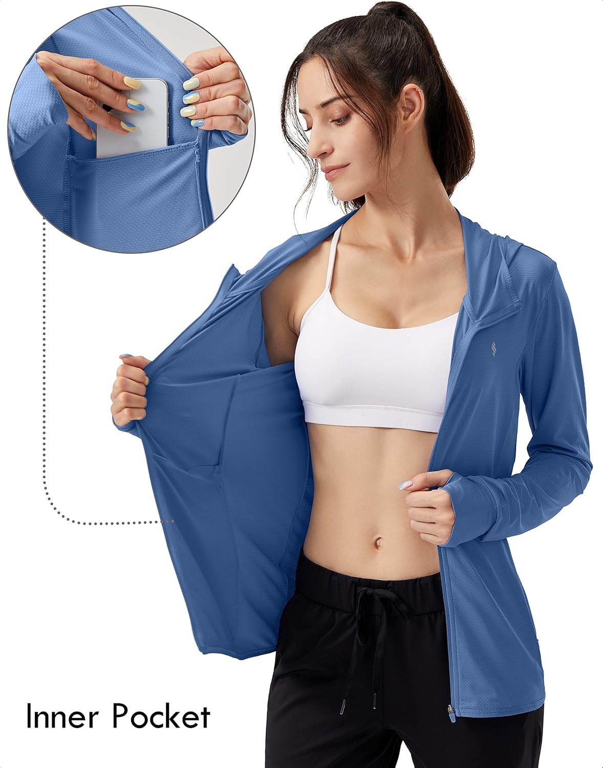 Soothfeel Women's Sun Protection Hoodie Jacket - Lightweight UPF 50+ Long Sleeve Hiking Shirt