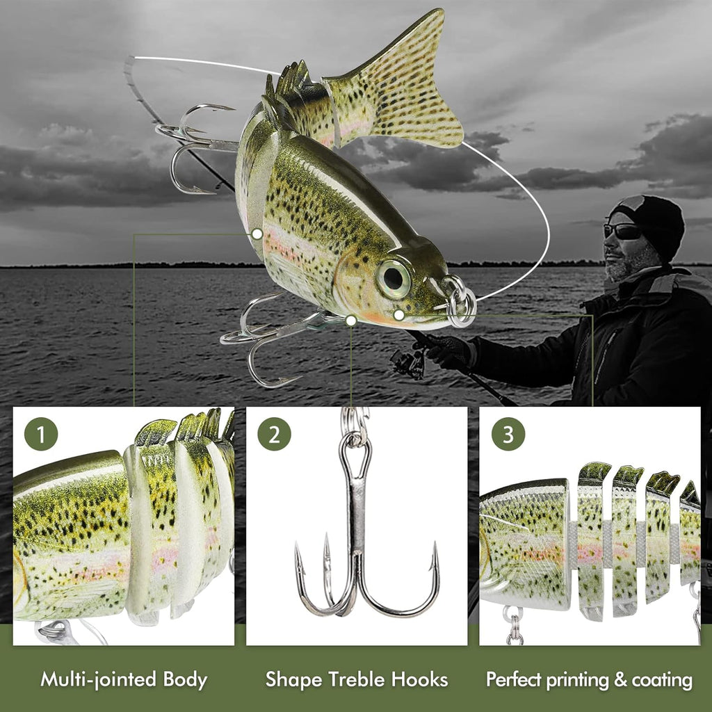 TRUSCEND Fishing Lures - Lifelike Swimbait for Bass, Trout & Walleye | Lockable Fishing Pliers Included