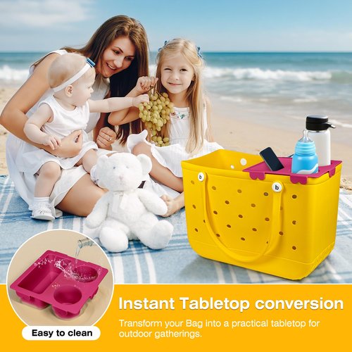 Cup&Phone Holder for Bogg Bag XL Fit for Stanley Cup, Snacks & Drinks Tray Organizer for bogg Bag Accessory, Ideal for Beach, Pool & Outdoor Trips, Special Design (Rose Red)