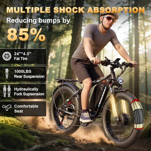 **Skiennix 9000W Dual Motor Electric Bike - 24" Fat Tire, 45MPH Speed, Long Range, Full Suspension**