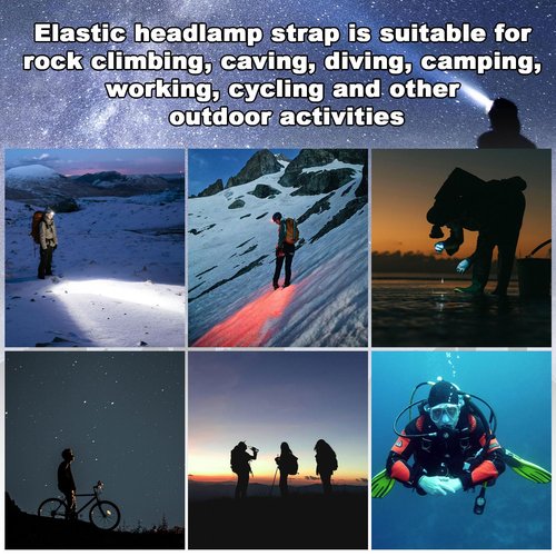 BOXOB Elastic Headlamp Strap, Headlamp Band Replacement Head Lamp Comfort Belt Headlamp Headband Holder Headlamp Accessories Compatible with Black Diamond, Petzl, Princeton Tec, Fenix, Streamlight
