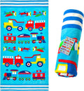 Wildkin Kids Beach Towel - Soft & Absorbent 100% Cotton Pool Essential | Trains, Planes & Trucks Design
