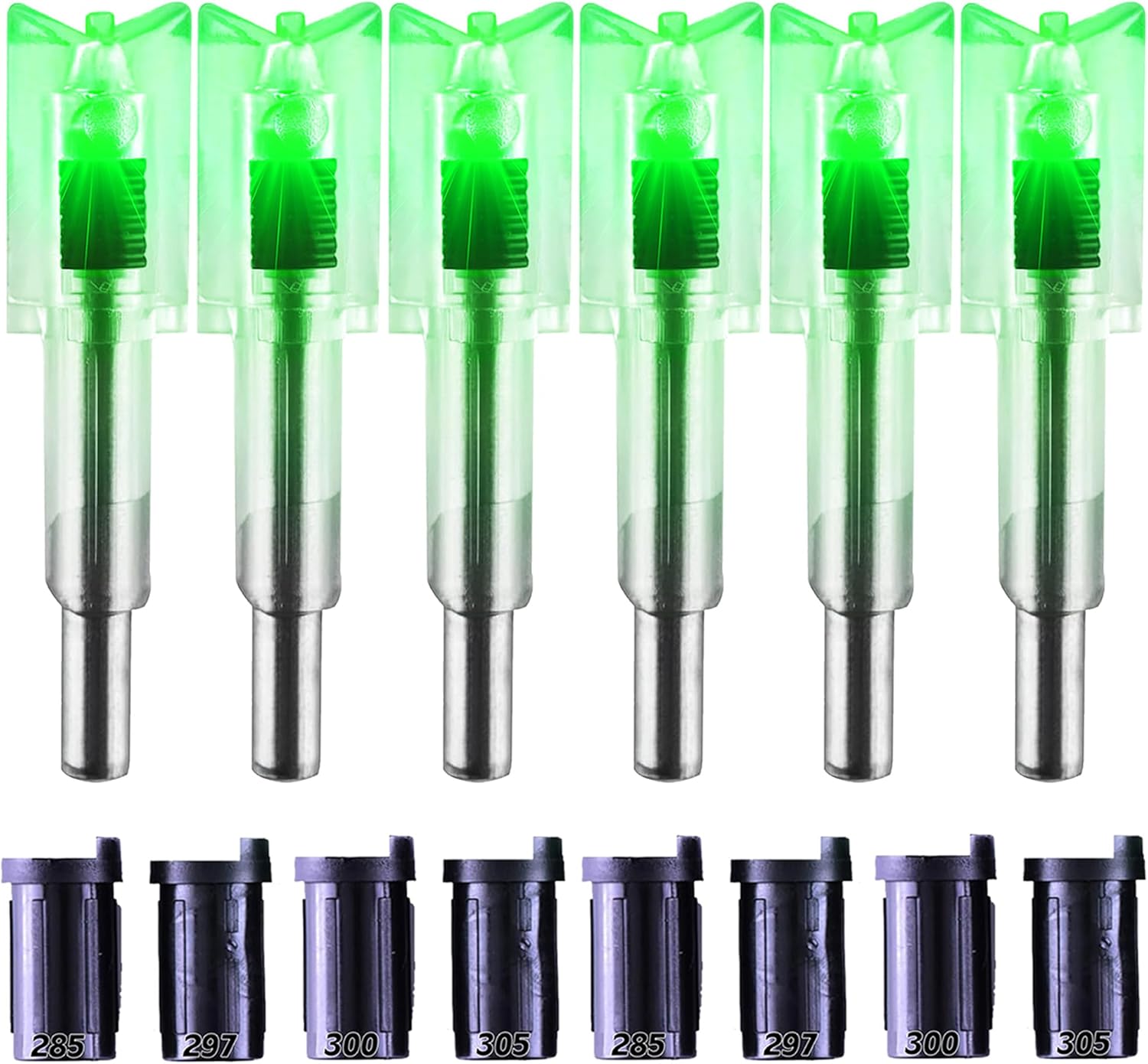 Skiennix Lighted Nocks for Crossbow Bolts - High-Visibility with On/Off Switch | 6/3 Pack, Multiple Sizes