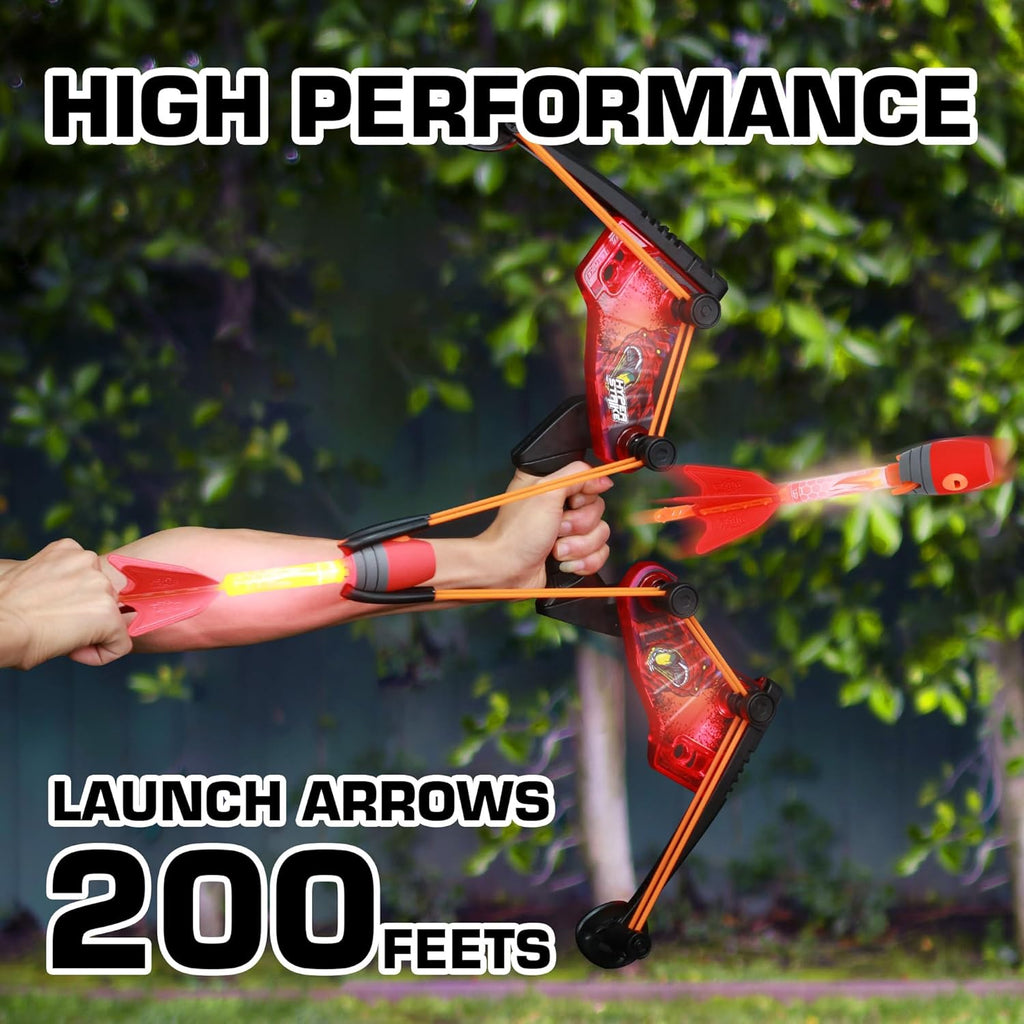 Zing HyperStrike FireTek Bow - Light Up Bow with Zonic Whistle Arrows - Shoots Over 200ft | Outdoor Fun for Ages 14+ (Red)