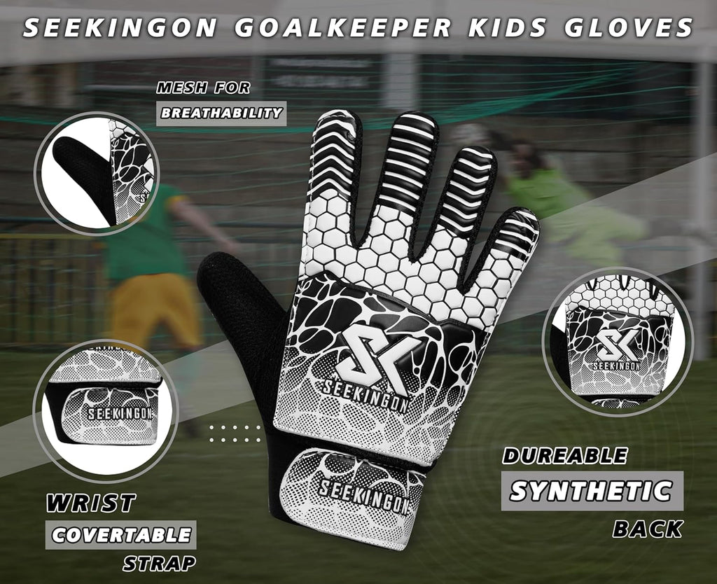 Skiennix Soccer Goalie Gloves - Youth Football Goalkeeper Gloves with Double Wrist Protection | 4mm Super Grip Palm