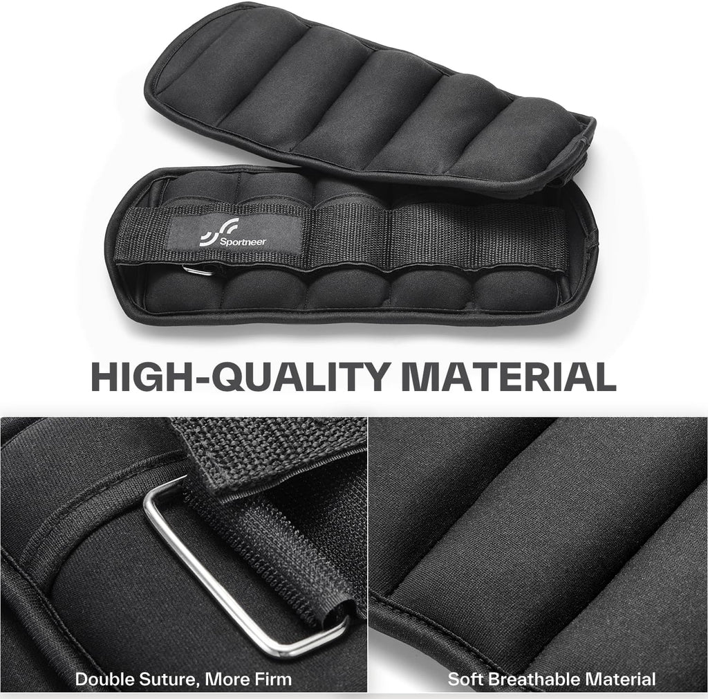 Sportneer Adjustable Ankle Weights - 1 Pair (2-10 lbs) Neoprene Leg Weights for Walking, Running & Yoga