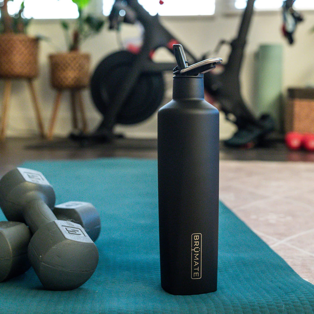 BrüMate ReHydration - 100% Leakproof 25oz Insulated Water Bottle with Straw - Stainless Steel Water Canteen (Matte Black)