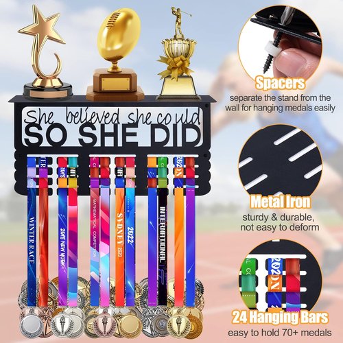 Biggun Medal Display Shelf - Easy Install Trophy Holder for Running & Wrestling Medals | Sturdy Design