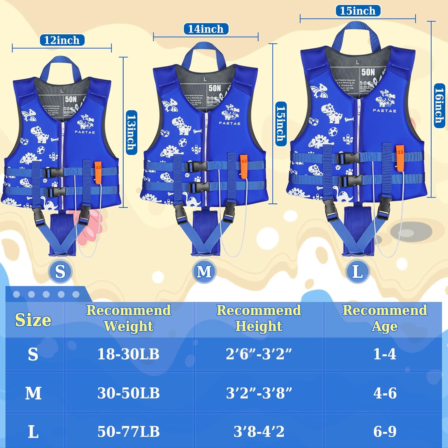 Skiennix Toddler Swim Vest - Kids Pool Float Jacket for Ages 18-77 lbs | Safe & Comfortable Design