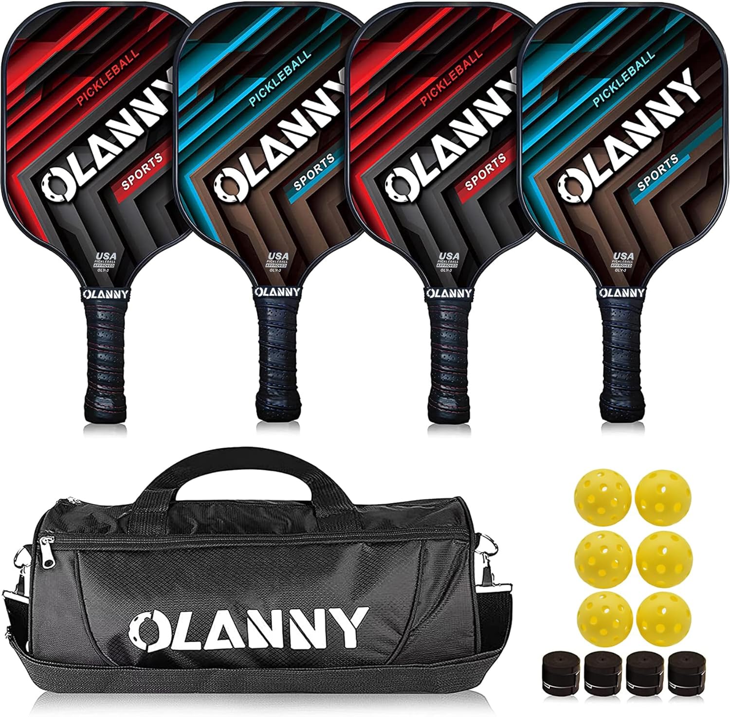 OLANNY Pickleball Paddles Set - Premium Graphite Rackets with Polymer Honeycomb Core | Includes Paddles, Balls & Bag