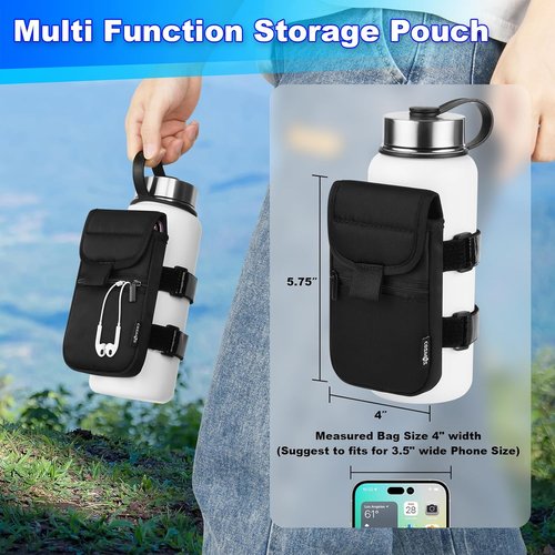 Cosmos Water Bottle Pouch - Versatile Gym & Hiking Accessory | Fits 18-40 Oz Bottles, Storage Pocket for Essentials