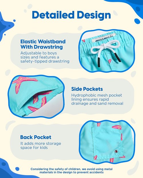 Maamgic Boys Swim Trunks - Comfortable Toddler Bathing Suit | Stylish Swim Shorts for Little Boys