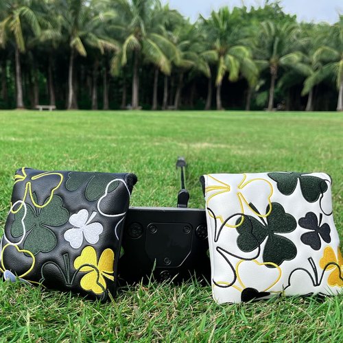 Lucky Clover Heel Shaft Golf Square Mallet Putter Cover Headcover Magnetic, Golf Club Protector for Taylormade Spider Mallet Putter