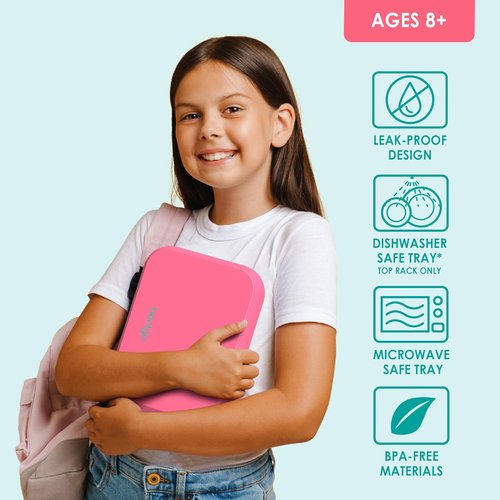 Bentgo Pop - Leak-Proof Lunch Box with Removable Divider for Ages 8+ | 5 Cups, 3-4 Compartments, Microwave & Dishwasher Safe, Bright Coral/Teal