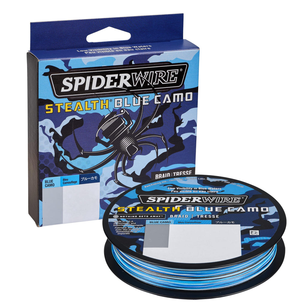 SpiderWire Stealth® Superline, Blue Camo, 30lb | 13.6kg, 125yd | 114m Braided Fishing Line, Suitable for Saltwater and Freshwater Environments