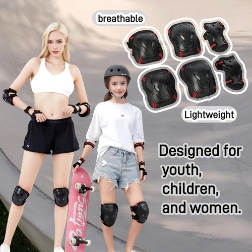 Kids Knee and Elbow Pads Set - Adjustable Protective Gear with Wrist Guard for Skating, Scooter, Bike, Skateboard – Toddler Youth Safety Pads