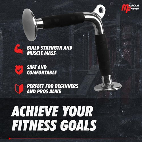 MuscleForge V Bar Attachment - Tricep V Bar Cable Attachment with Anti-Slip Rubber Grip for Pulldowns, Pushdowns & Arm Training - Gym Grade 880lbs Capacity