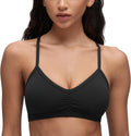 CRZ YOGA Butterluxe Sports Bra for Women - V Neck, Wireless, Padded, Thin Strap Yoga Crop Top