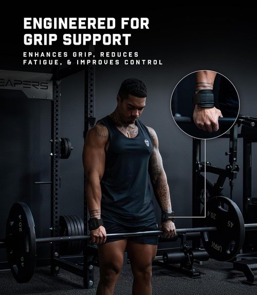 Gymreapers GripLink Lifting Straps - Heavy-Duty D-Ring Wrist Straps with Anti-Slip Grip Beads for Powerlifting & Deadlifts