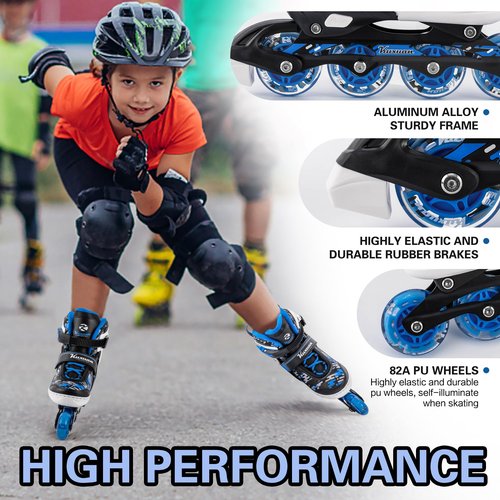 Kuxuan Skates Kids Inline Skates for Boys Girls Ages 5-8 6-12 8-12 Patines para Niños Niñas