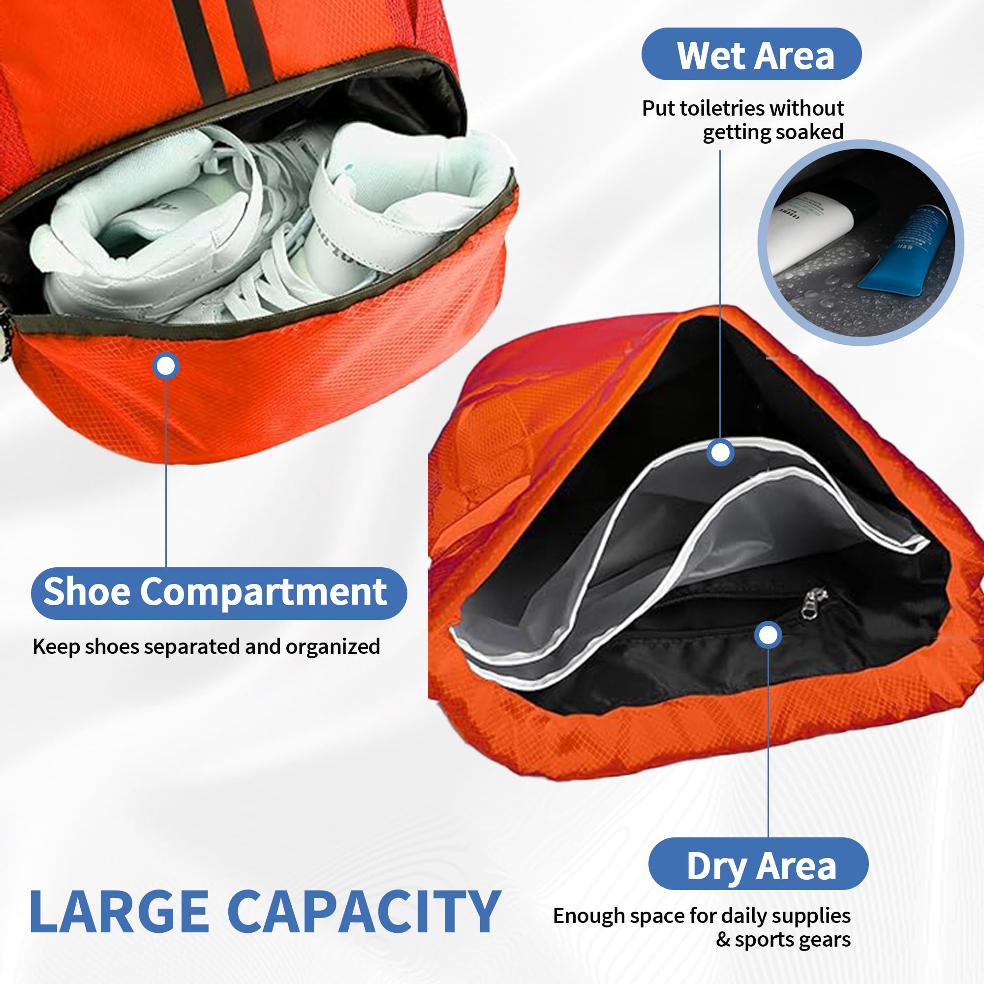 JELUTAR Drawstring Backpack Gym Bag with Shoes Compartment for Soccer, Basketball, Swim, Water-Resistant String Backpack Beach Cinch for Women Men, Red
