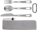 OUTXE Titanium Flatware Set - Lightweight Camping Cutlery with Carrying Bag for Travel & Hiking