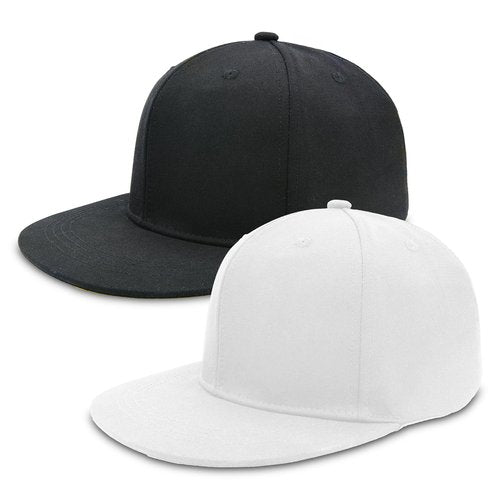 2 Pack Snapback Hat for Men Women, Flat Bill Brim Baseball Cap, 99% Cotton Adjustable Solid Color
