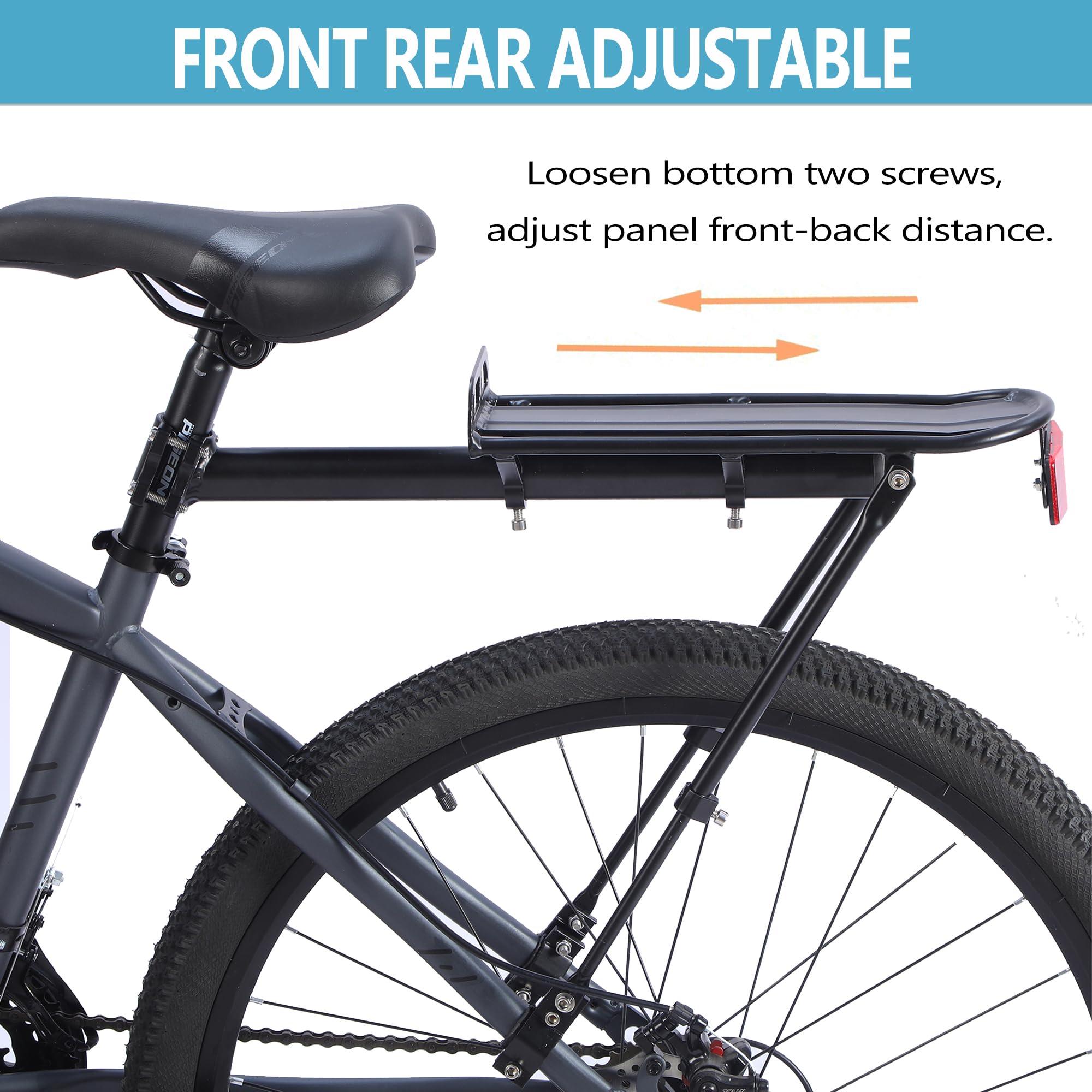 YONTUO BCR11:Rear Bike Rack,Bike Cargo Rack,Aluminum Alloy,Large Size Reflective,Retractable,Universal,Height Adjustable
