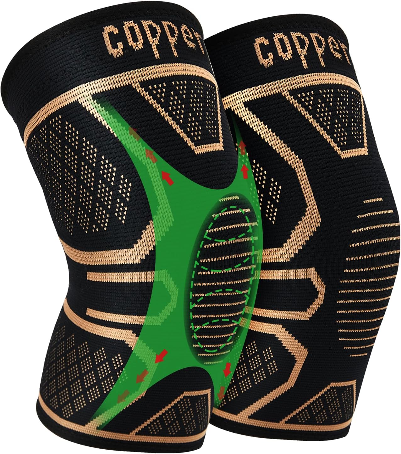 Skiennix Copper Knee Braces - Medical Grade Compression Sleeves for Pain Relief | 2-Pack, 2XL