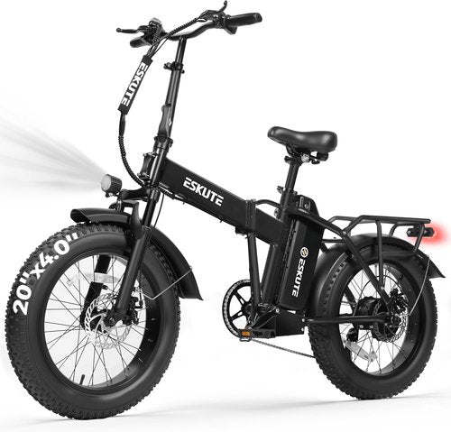 ESKUTE D300 Electric Bike - 1200W Peak Motor, 48V 20.8Ah Battery, 28 MPH, 80 Miles Range, Foldable Design