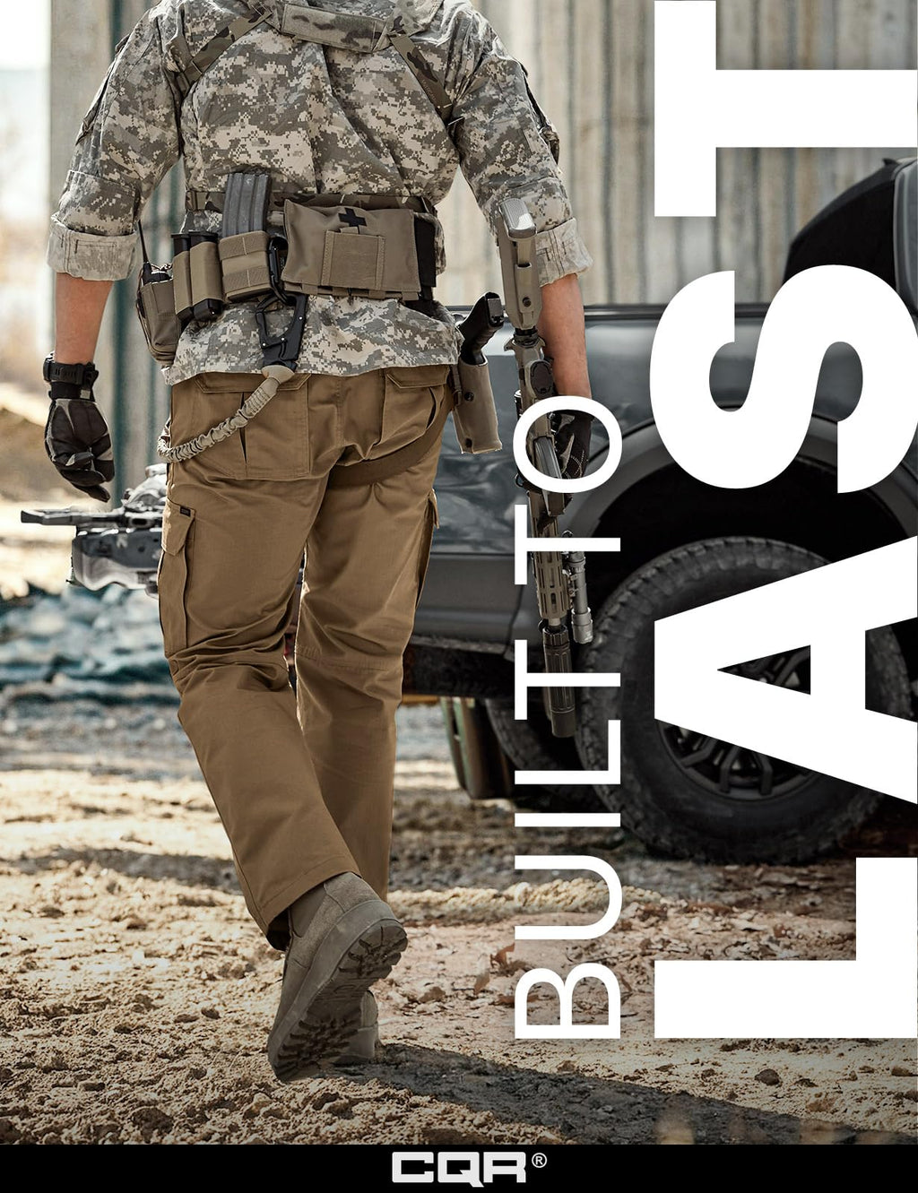 CQR Men's Tactical Pants, Water Resistant Ripstop Cargo Pants, Lightweight EDC Work Hiking Pants, Outdoor Apparel, Raider Mag Cougar, 28W x 30L